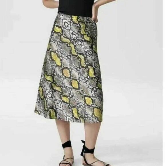 Universal Standard ceecee bias midi satin slip skirt python snake print size 32 - Picture 1 of 10